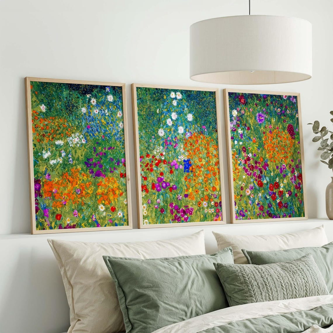 Set Of 3 Wildflower Meadow Triptych Wall Art Prints, Abstract Floral ...