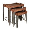 thumbnail image 1 of Set Of 3 Wood Top Nesting Table With Side Handles And Galvanized Metal Base, 1 of 5