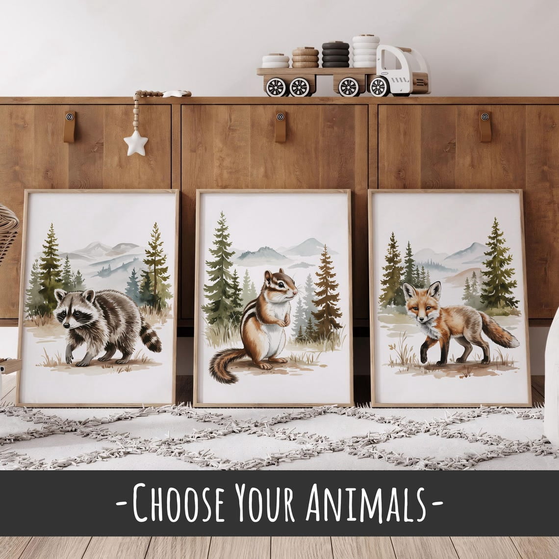 Set Of 3 Woodland Animal Wall Art Prints, Creatures Baby, Boho Forest ...