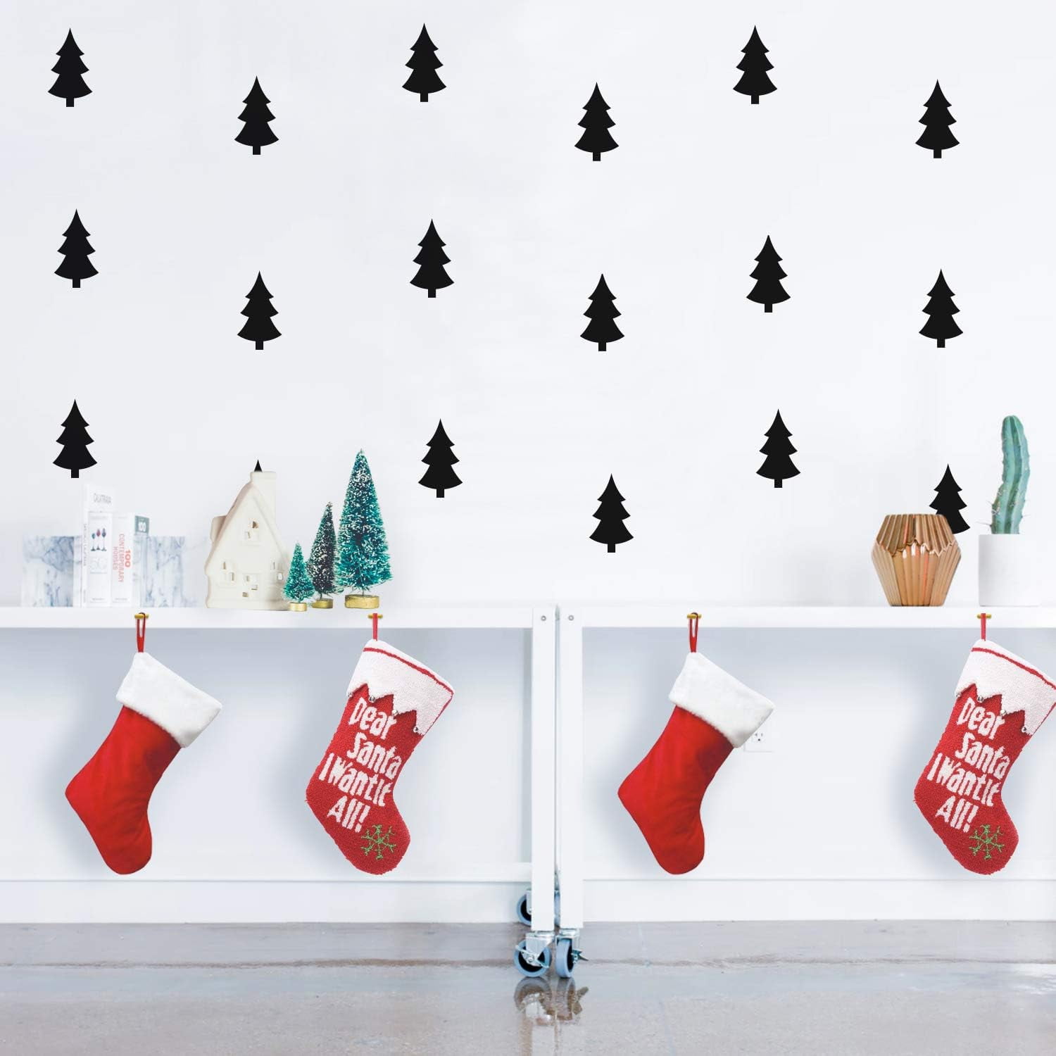 Set Of 30 Vinyl Wall Art Decal - Christmas Trees Pattern - 28