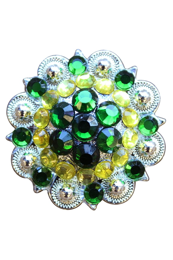 Set Of 32 Hilason 1.5" Lemon Green Crystals Berry Concho Headstall Saddle