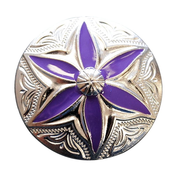 Set Of 32 Screw Back Concho Round Floral Purple Inlay Bling Saddle