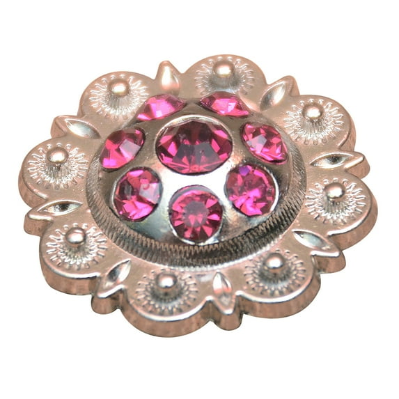 Set Of 32 Western Screw Back Concho Fuchsia Berry Crystals Cowgirl