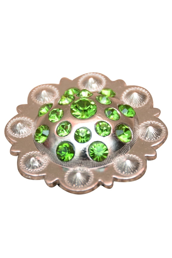 Set Of 32 Western Screw Back Concho Olivine Crystal Bling Saddle Cowgirl