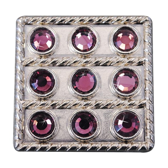 Set Of 32 Western Screw Back Concho Purple Crystal Square Bling Cowgirl