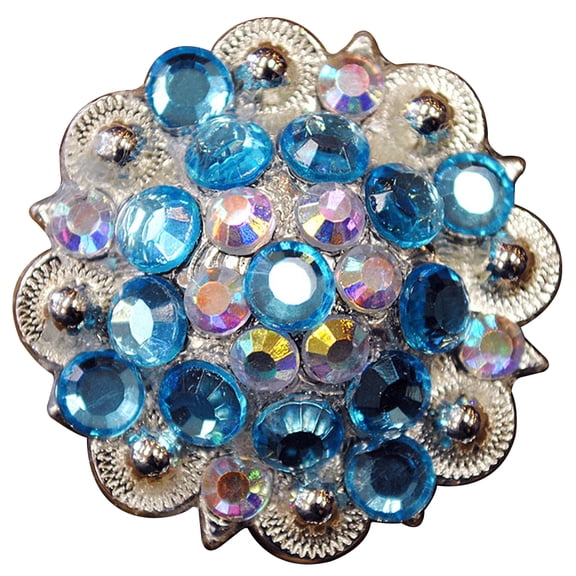 Set Of 32 Western Screw Back Concho Turquoise Ab Crystal 1-1/4In Saddle