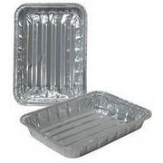 Set Of 36 - Small   Disposable Reusable Aluminum Healthy Cooking Broiler Pans With Raised Ridges, 8 3/8"X6 7/8"X1 1/3"
