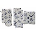 thumbnail image 1 of Set Of 4, 100% Cotton, Coastal Nautical Anchor And Sailingboat Design, Kitchen T, 1 of 6