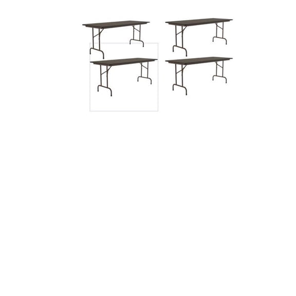 Set Of 4 24"W x 72"D Melamine Top Folding Table in Walnut Finish