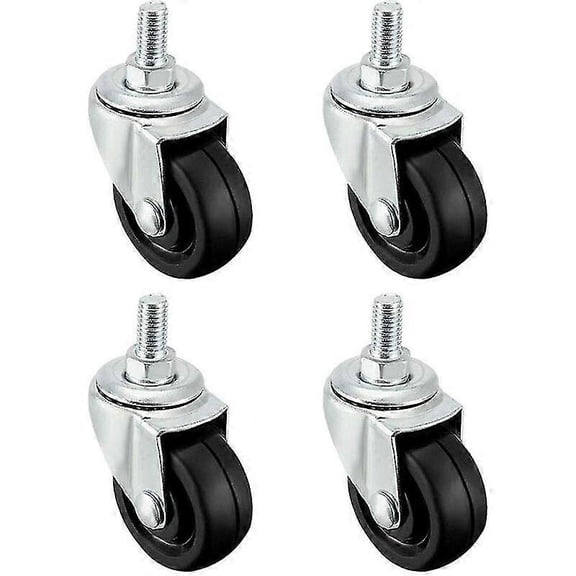 Set Of 4 40mm Rubber Wheels With M8 Threaded Rod