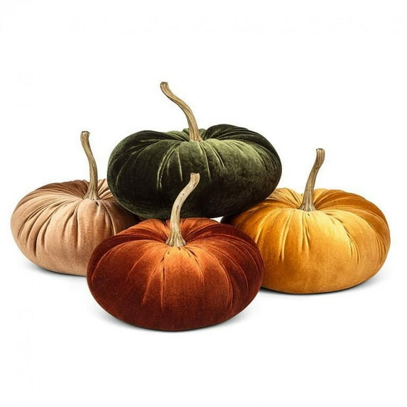 MDR Trading AB-27-VELOUR-LG 10 in. Velvet Pumpkins Halloween Decoration - Multi Color - Large - Set of 4