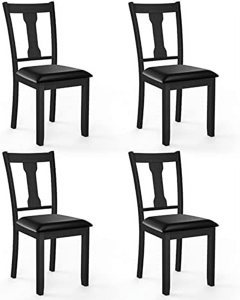 Set Of 4 Black Dining Chairs, Upholstered High Back Kitchen Chairs W