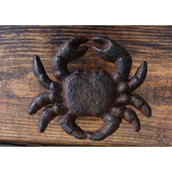Set Of 4 Cast Iron Rustic Marine Sea Crab Drawer Cabinet Door Knobs Hardware