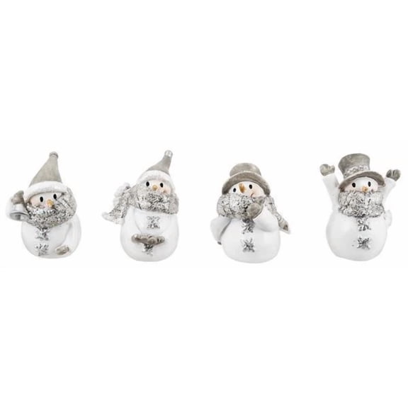 Set Of 4 Christmas Mini Snowman Figurines, 1.5 Tall, By Ganz