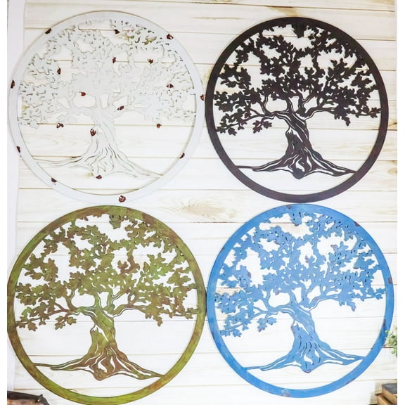 Set Of 4 Colorful 23" Oversized Celtic Tree of Life Medallion Wall Circle Decors
