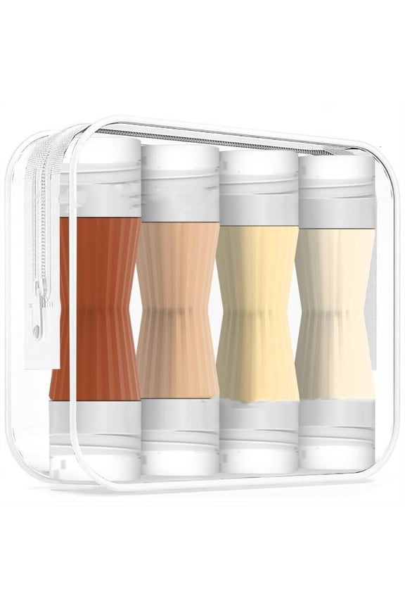 Set Of 4 Colorful Two Sided Silicone Cosmetic Containers For Travel Gym Camping Essential Storage