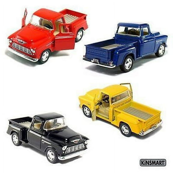 4 PC SET Kinsmart 1955 Chevy Stepside Pick up truck 1:32 diecast car chevrolet