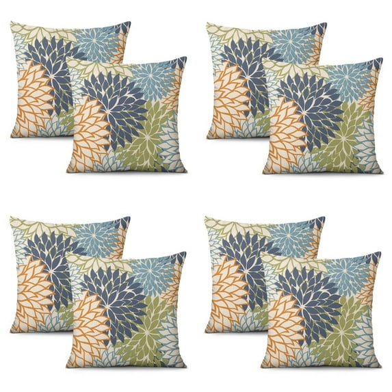 Set Of 4 Floral Art Modern Classic Pillow Covers 20x20 Inch Linen Decorative Square Throw Pillow Covers for Living Room Sofa Couch Decoration