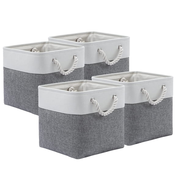 Set Of 4 Foldable Cube Baskets with Rope Handles Multipurpose Storage Box for Home Decoration Bedding Organizers