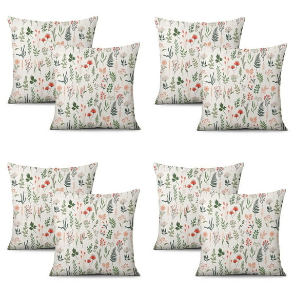 Set Of 4 Fresh Garden Pillow Covers 20x20 Inch Linen Decorative Square Throw Pillow Covers for Living Room Sofa Couch Decoration