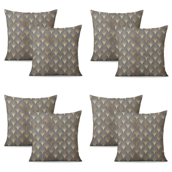 Set Of 4 Grey Bronzing Pillow Covers 20x20 Inch Linen Decorative Square Throw Pillow Covers for Living Room Sofa Couch Decoration