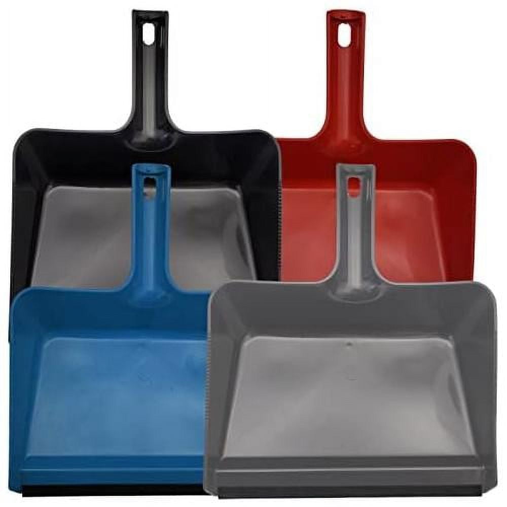 Set Of 4 Heavy Duty & Home Plastic Jumbo Dustpans 12 Inch Flexible