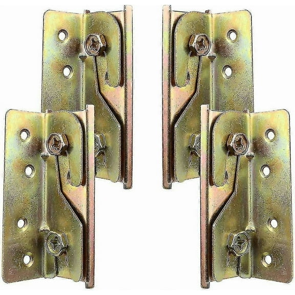 Set Of 4 Heavy Duty Rust Resistant Mortiseless Bed Rail Mounting Brackets With Screws
