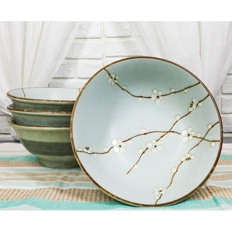 Set Of 4 Japan Made Sakura Cherry Blossoms Porcelain Ramen Soup