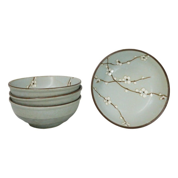 Set Of 4 Japanese Soushun Sakura Cherry Blossoms Porcelain Salad Soup Bowls 36oz