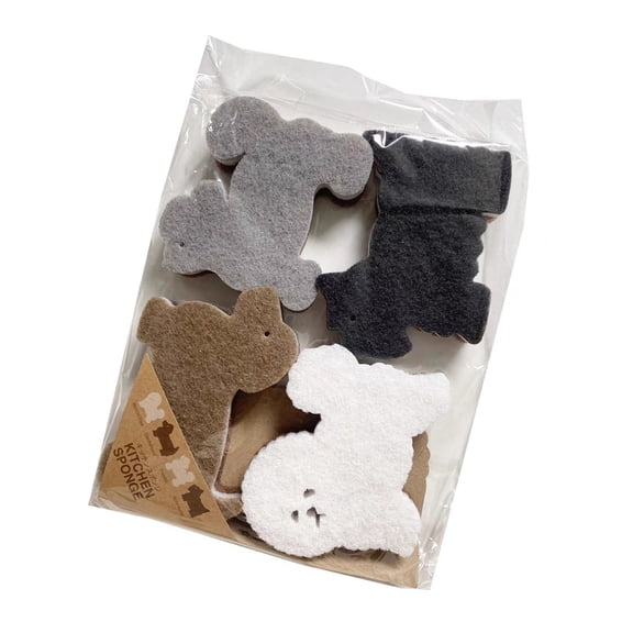 Set Of 4 Kitchen Sponges Fun Dog Themed Washing Ideal For Stubborn Stain From Dishes