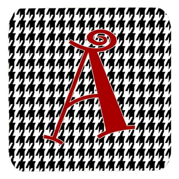 Set Of 4 Letter A Monogram - Houndstooth Foam Coasters