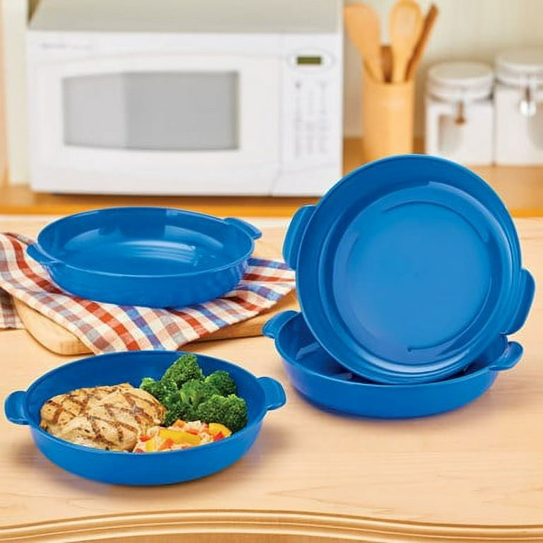 Divided Microwave Plates with Lids - Set of 4
