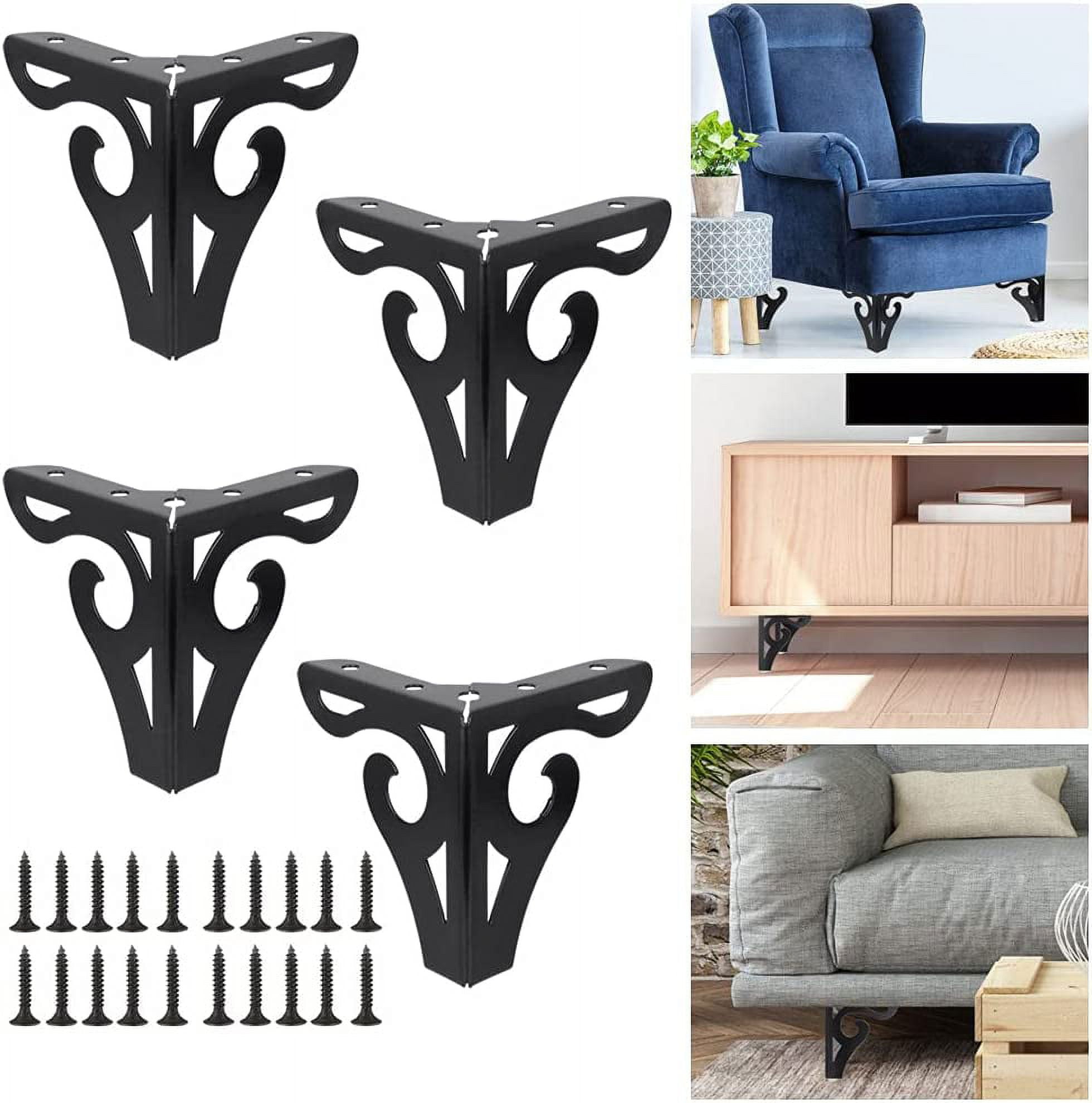 Set Of 4 Modern Black Metal Furniture Legs Table Leg Replacement Sofa