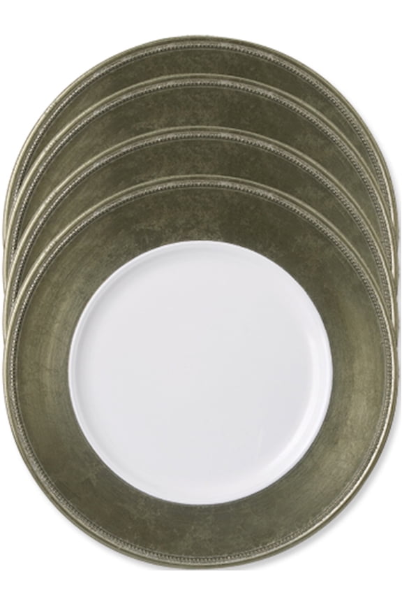 Set Of 4 Platinum/White Lacquer 13 In Chargers Designer Jewelry by Sweet Pea