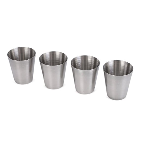 Set Of 4 Portable Stainless Steel Shot Glasses 30ml Drinking Cups for Outdoor Activities and Parties Camping Drinkware