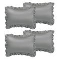 thumbnail image 1 of Set Of 4 Satin Pillow Shams Oxford Pillowcase W Ruffled Decor Deep Grey Standard, 1 of 7