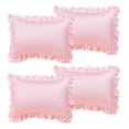 thumbnail image 1 of Unique Bargains 4-Piece Satin Ruffled Edge Pillow Shams, Queen, Pink, 1 of 7
