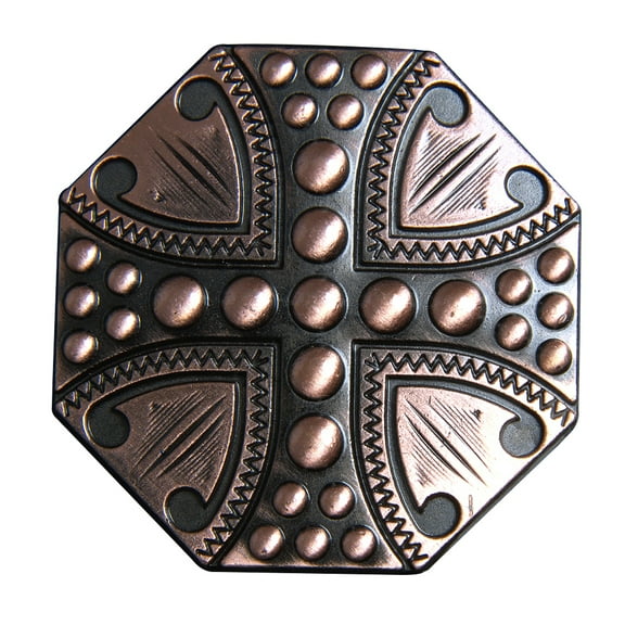 Set Of 4 Screw Back Concho 1.5 In Copper Plated Cross Sign Saddle Hilason