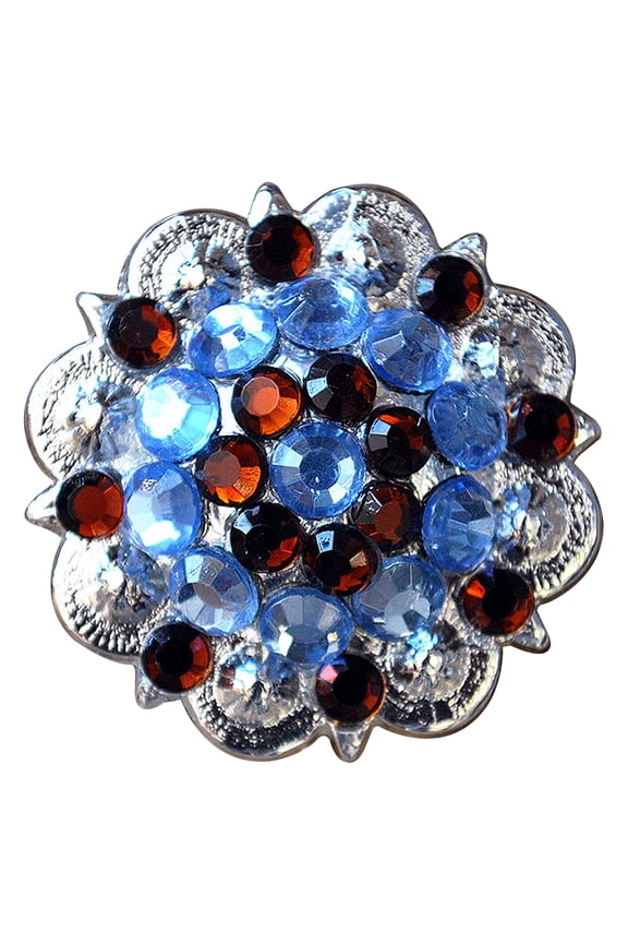 Set Of 4 Screw Back Concho Aquamarine Topaz Crystals 1 -1/4In. Saddle
