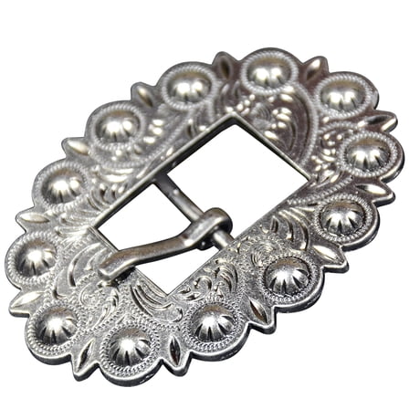 Set Of 4 Screw Back Concho Stainless Steel Ed Leather Belt Floral Buckle