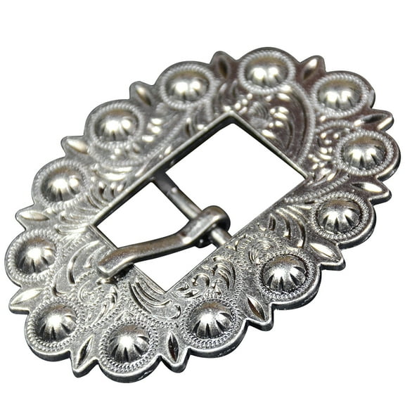 Set Of 4 Screw Back Concho Stainless Steel Ed Leather Belt Floral Buckle