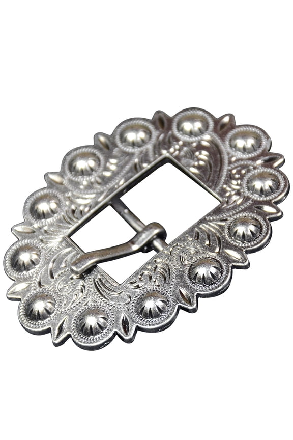Set Of 4 Screw Back Concho Stainless Steel Ed Leather Belt Floral Buckle