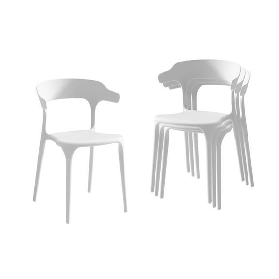 Set Of 4 Stackable Plastic Chairs For Outdoor And Indoor Use, Durable Waterproof Design With Heavy Duty 150kg Weight Capacity