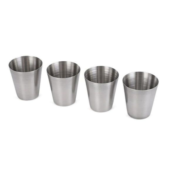 Set Of 4 Stackable Stainless Steel Drinking Cups 30ml Shot Glasses for Picnics and Hiking Portable Outdoor Schnapps Cups