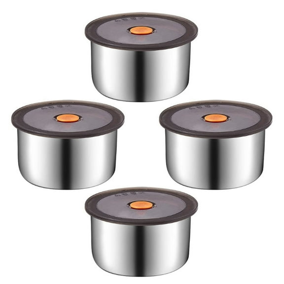 Set Of 4 Stainless Steel Lunch Box With Seal Silicone Lid Perfect For Storing Snacks And Meals