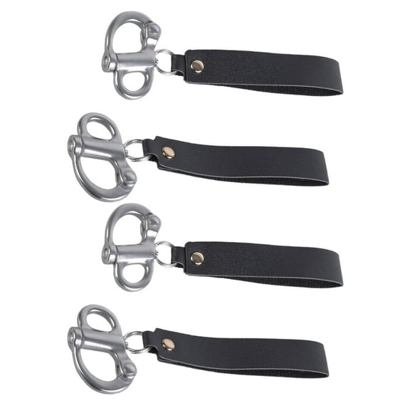 Set Of 4 Steel Fast Release Clip with Leather Straps Heavy Duty Spring Loaded Shackle Upgrades for Hiking & sailings