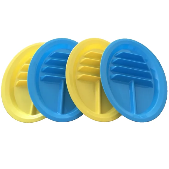 Set Of 4 - Taco Holder Stand Up Divider Plates Colored Plastic Trays Mexican New
