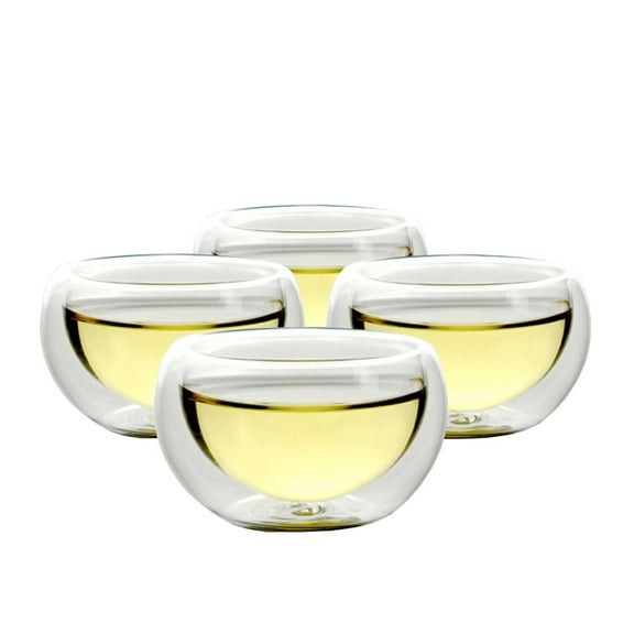 Set Of 4 Teaology Luna Double Wall Borosilicate Tea/Espresso Cups