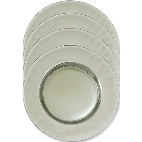 Set Of 4 Turkish Glass 13 In Luster Platinum Chargers Designer Jewelry by Sweet Pea