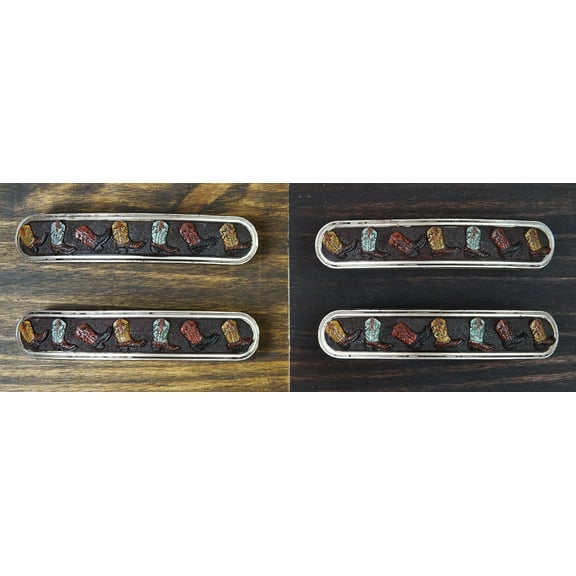 Set Of 4 Western Cowboy Cowgirl Boots Drawer Cabinet Door Bar Pull Knobs 6.5"L